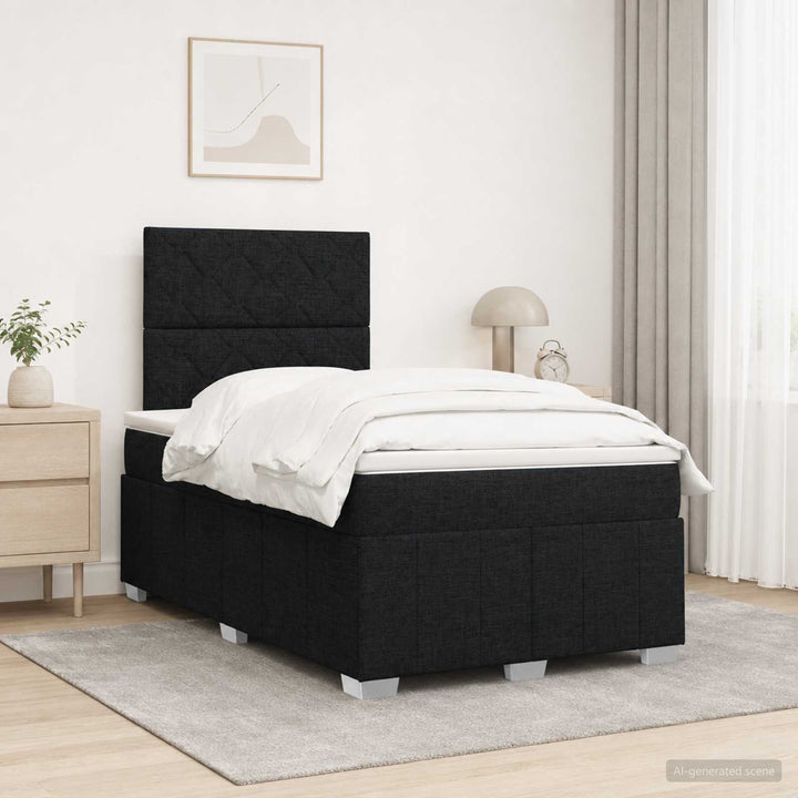 LED boksmadrasseng med madras Sort 120 x 190 cm Stof