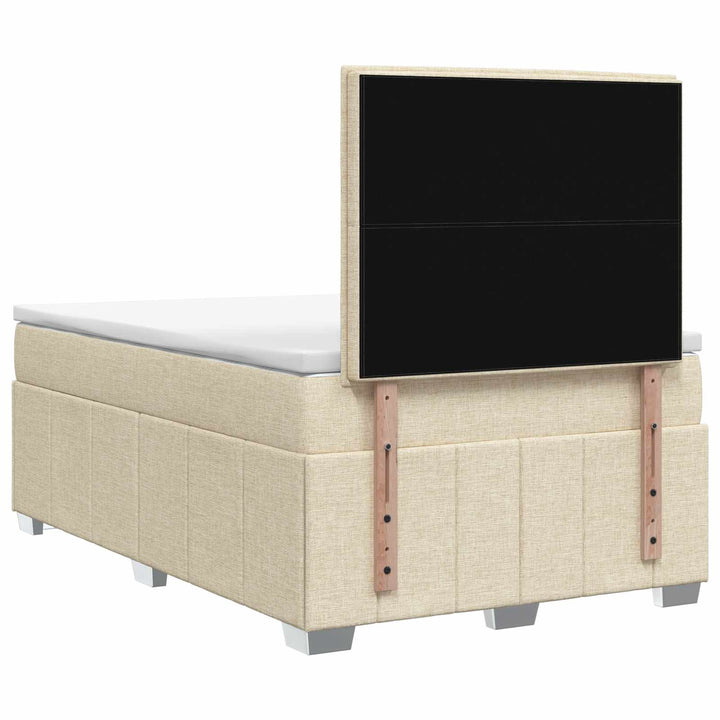 LED boksmadrasseng med madras Cremefarvet 120 x 200 cm Stof