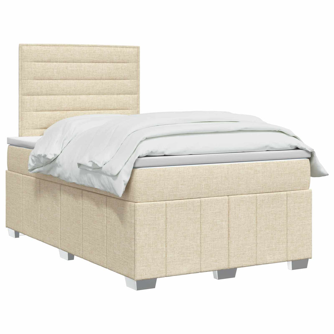 LED boksmadrasseng med madras Cremefarvet 120 x 200 cm Stof