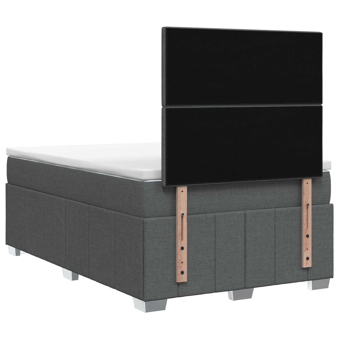 LED boksmadrasseng med madras Mørkegrå 120 x 200 cm Stof