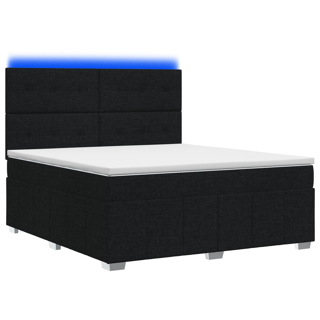 LED boksmadrasseng med madras Sort 140 x 190 cm Stof