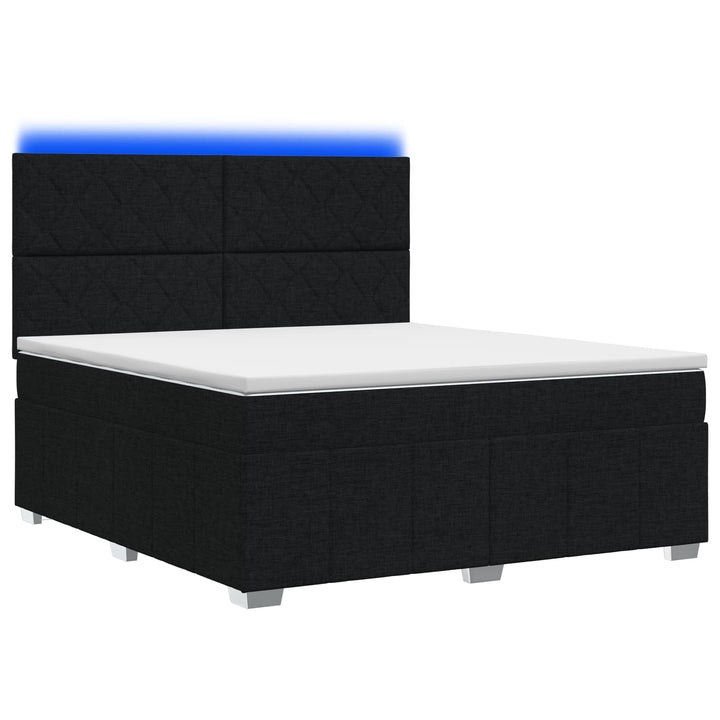 LED boksmadrasseng med madras Sort 140 x 190 cm Stof