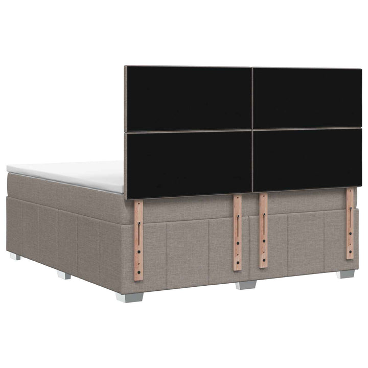 LED boksmadrasseng med madras Gråbrun 140 x 190 cm Stof