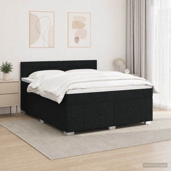 LED boksmadrasseng med madras Sort 140 x 190 cm Stof