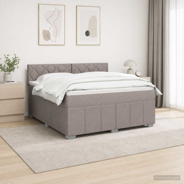LED boksmadrasseng med madras Gråbrun 140 x 190 cm Stof