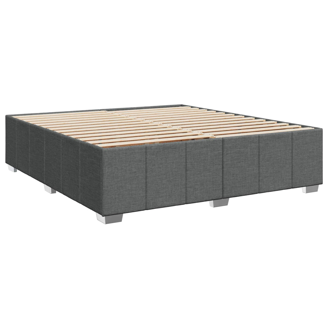 LED boksmadrasseng med madras Mørkegrå 200 x 200 cm Stof