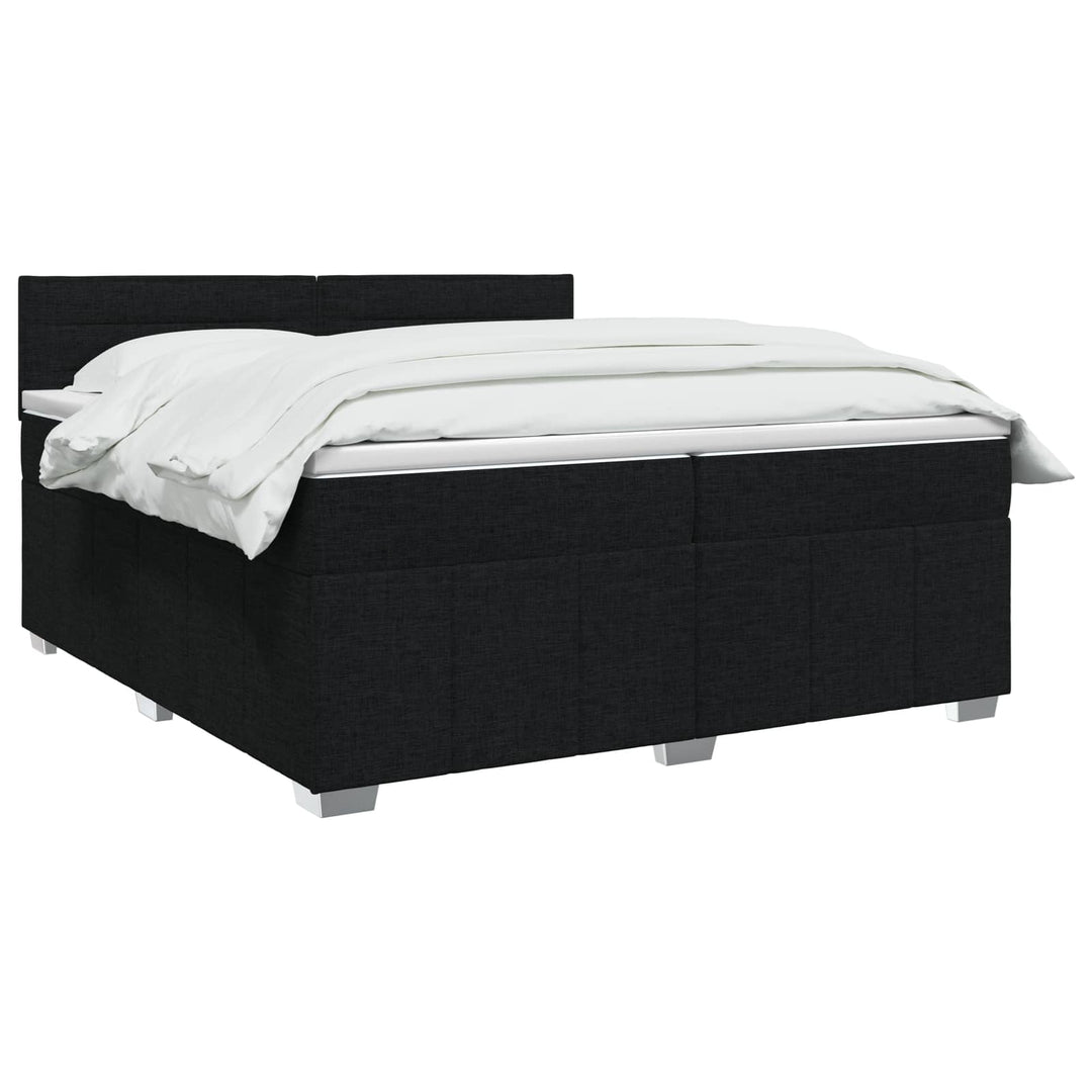 LED boksmadrasseng med madras Sort 200 x 200 cm Stof