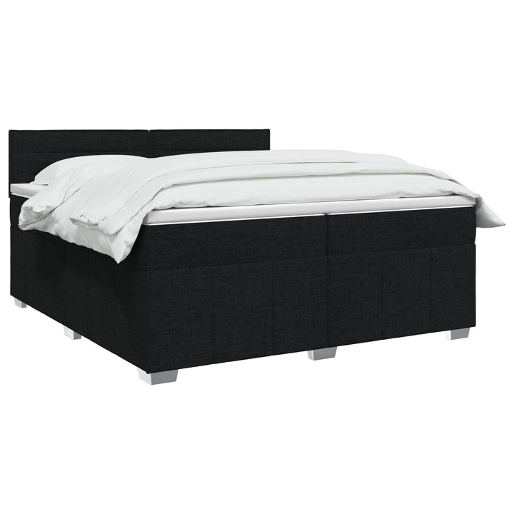 LED boksmadrasseng med madras Sort 200 x 200 cm Stof