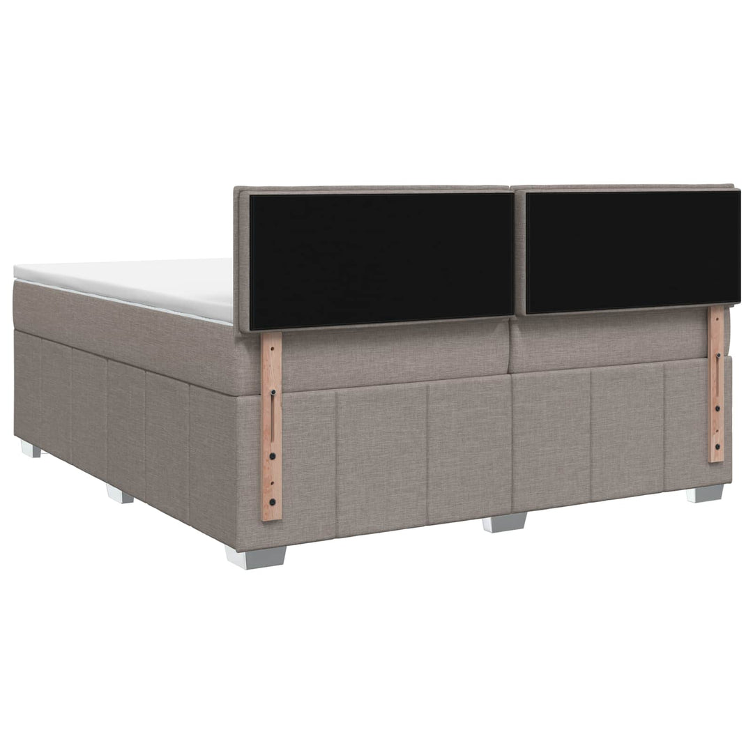 LED boksmadrasseng med madras Gråbrun 200 x 200 cm Stof