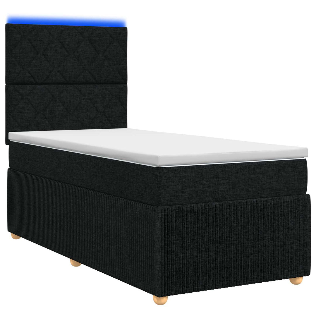 LED boksmadrasseng med madras Sort 80 x 200 cm Stof