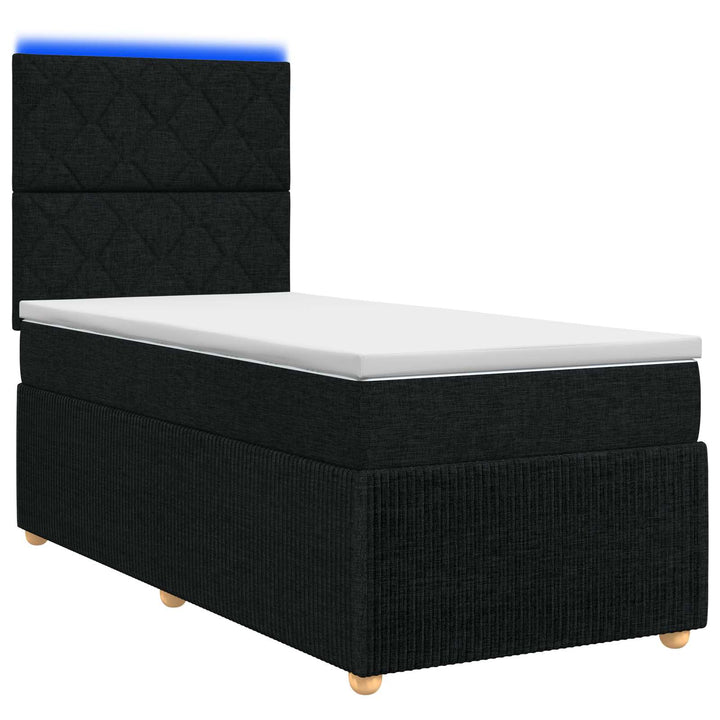 LED boksmadrasseng med madras Sort 80 x 200 cm Stof