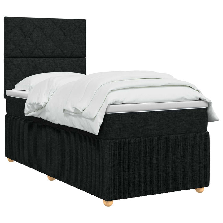 LED boksmadrasseng med madras Sort 80 x 200 cm Stof