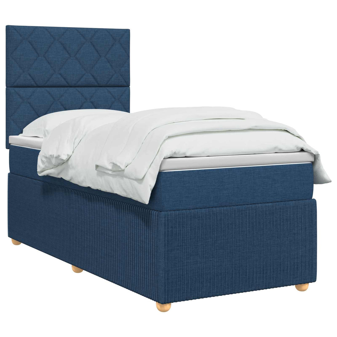 LED boksmadrasseng med madras Blå 90 x 190 cm Stof