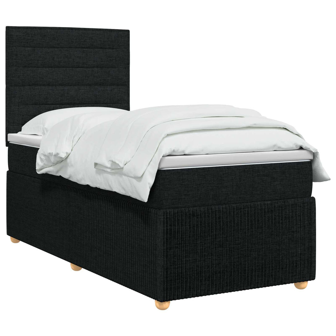 LED boksmadrasseng med madras Sort 90 x 200 cm Stof
