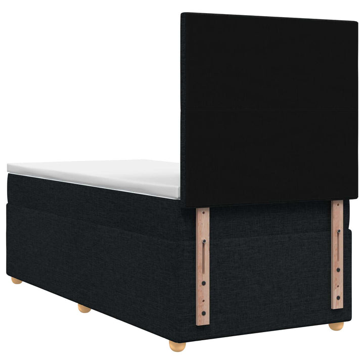 LED boksmadrasseng med madras Sort 90 x 200 cm Stof