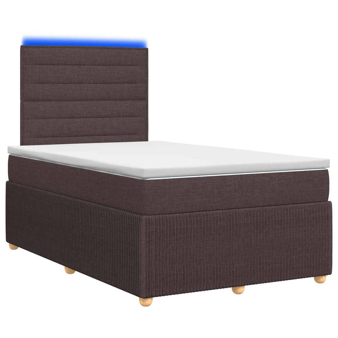 LED boksmadrasseng med madras Mørk Brun 120 x 190 cm Stof