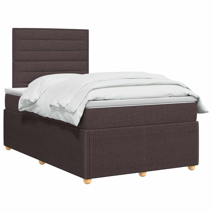 LED boksmadrasseng med madras Mørk Brun 120 x 190 cm Stof
