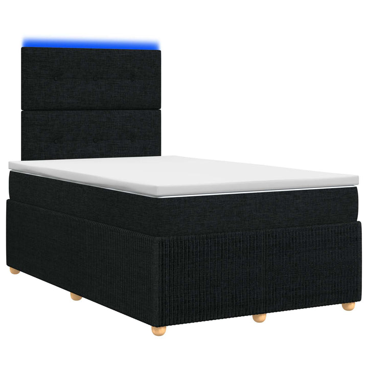 LED boksmadrasseng med madras Sort 120 x 190 cm Stof