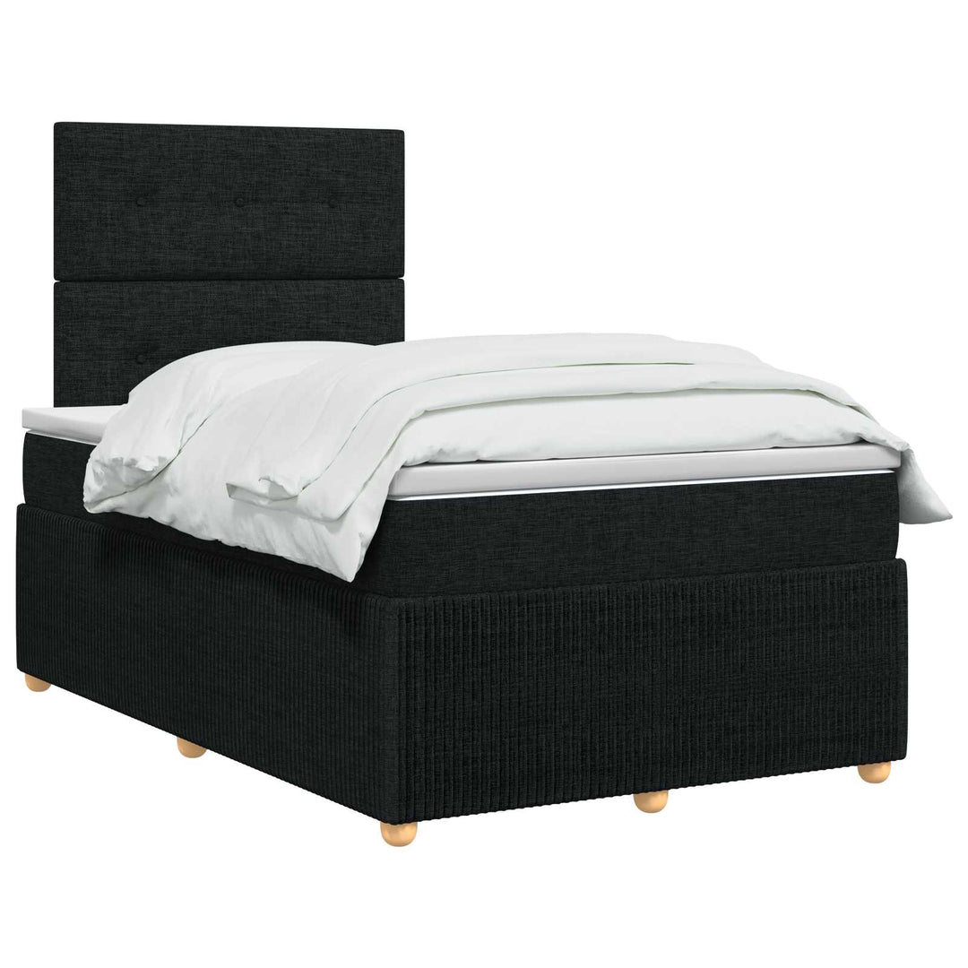 LED boksmadrasseng med madras Sort 120 x 190 cm Stof