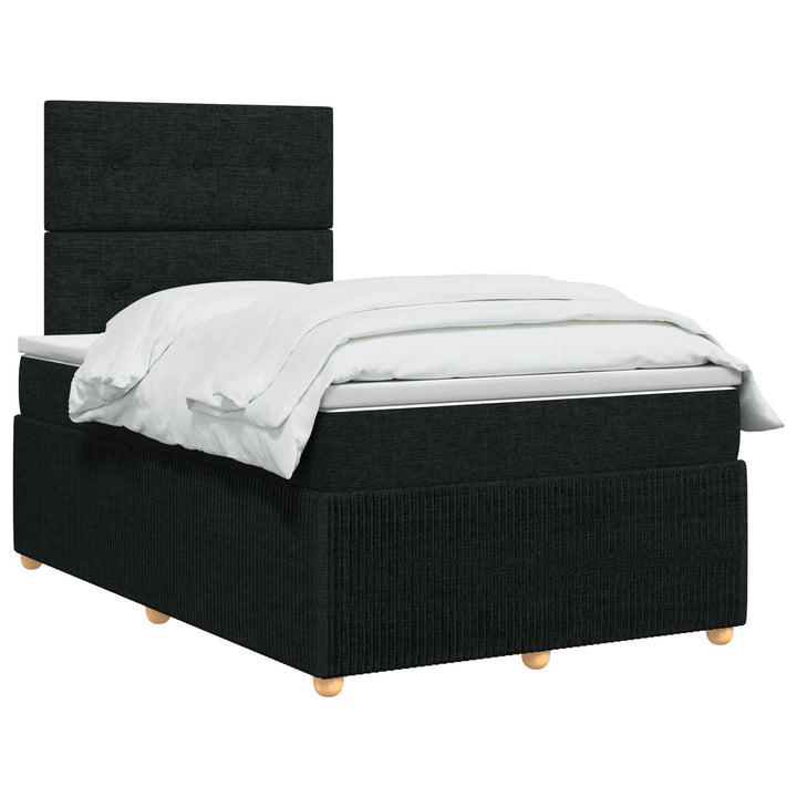 LED boksmadrasseng med madras Sort 120 x 190 cm Stof