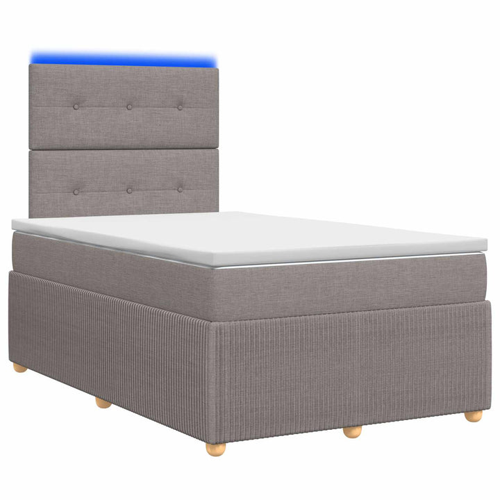 LED boksmadrasseng med madras Gråbrun 120 x 190 cm Stof