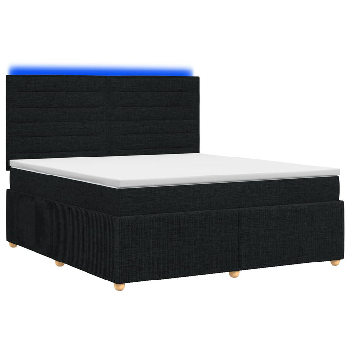 LED boksmadrasseng med madras Sort 180 x 200 cm Stof
