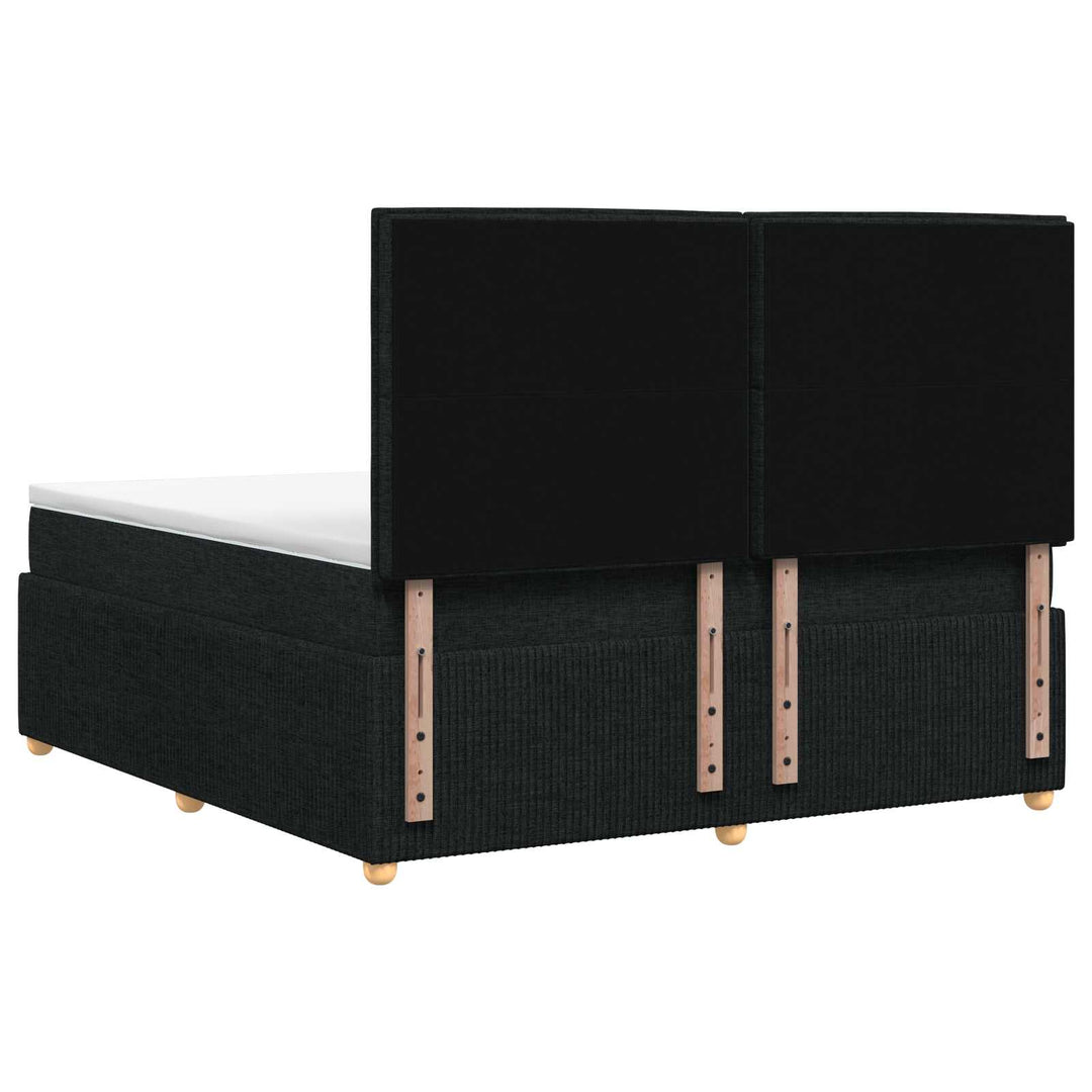 LED boksmadrasseng med madras Sort 180 x 200 cm Stof
