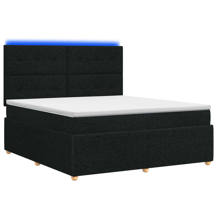 LED boksmadrasseng med madras Sort 180 x 200 cm Stof
