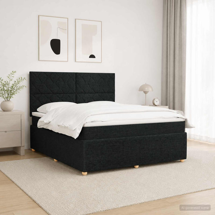 LED boksmadrasseng med madras Sort 140 x 190 cm Stof