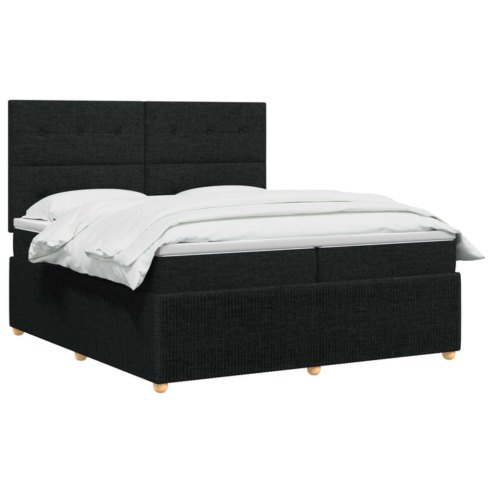 LED boksmadrasseng med madras Sort 200 x 200 cm Stof