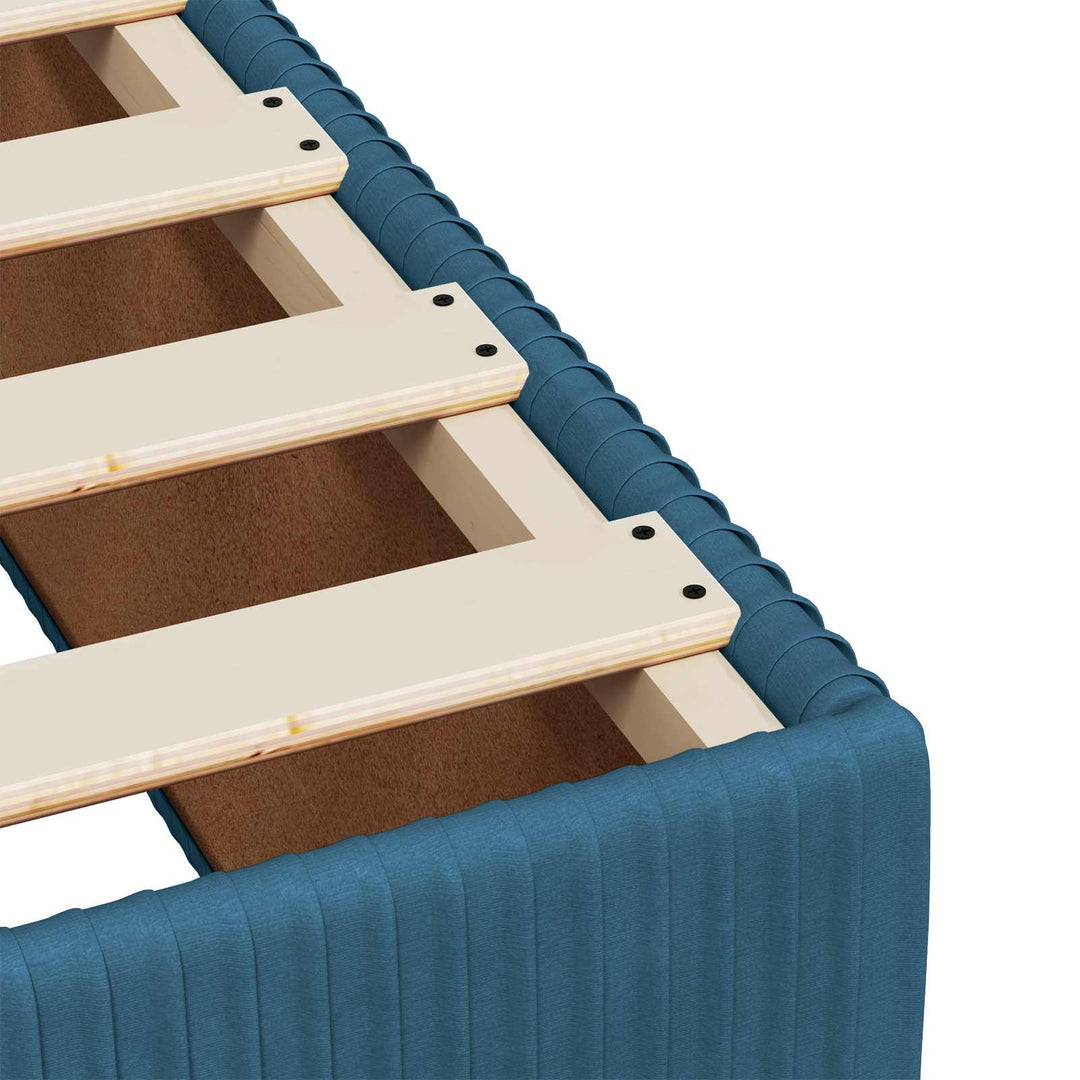 LED boksmadrasseng med madras Blå 80 x 200 cm Fløjl