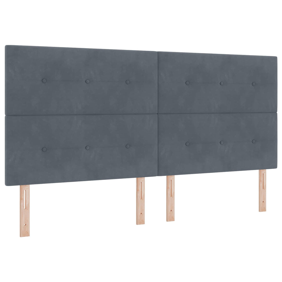 LED boksmadrasseng med madras Mørkegrå 200 x 200 cm Fløjl