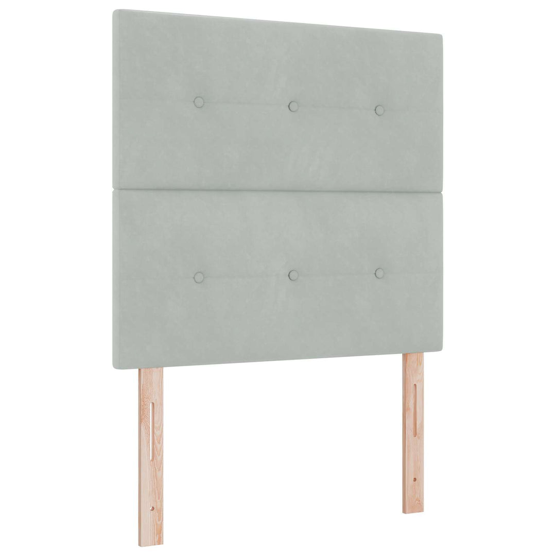 LED boksmadrasseng med madras Lysegrå 90 x 190 cm Fløjl