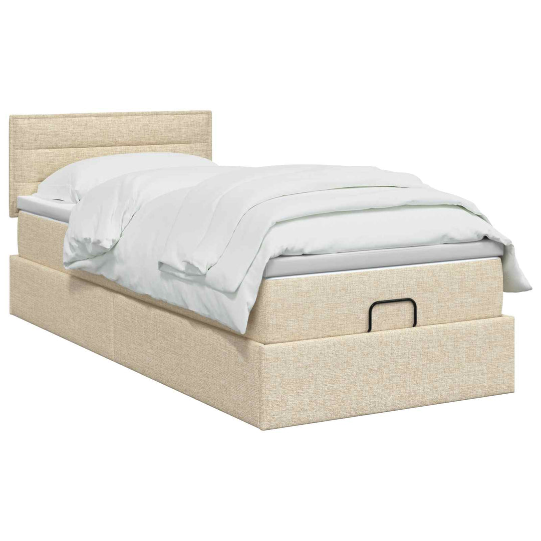 Ottoman seng med madras Cremefarvet 90 x 190 cm Stof