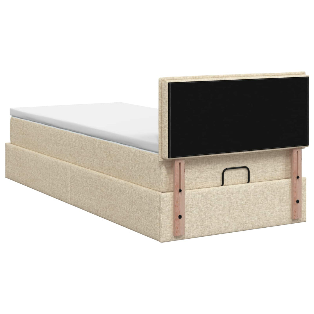 Ottoman seng med madras Cremefarvet 90 x 200 cm Stof