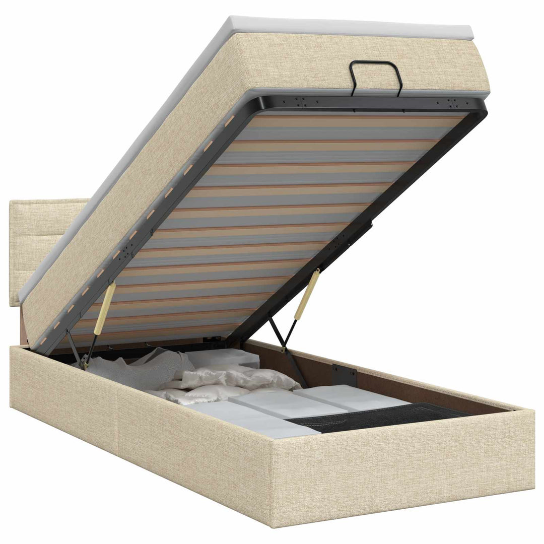 Ottoman seng med madras Cremefarvet 100 x 200 cm Stof