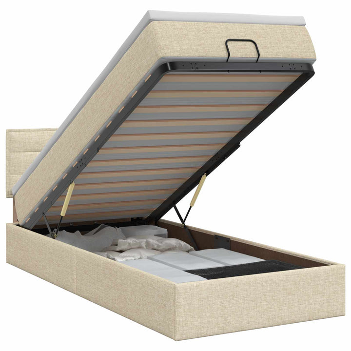 Ottoman seng med madras Cremefarvet 100 x 200 cm Stof