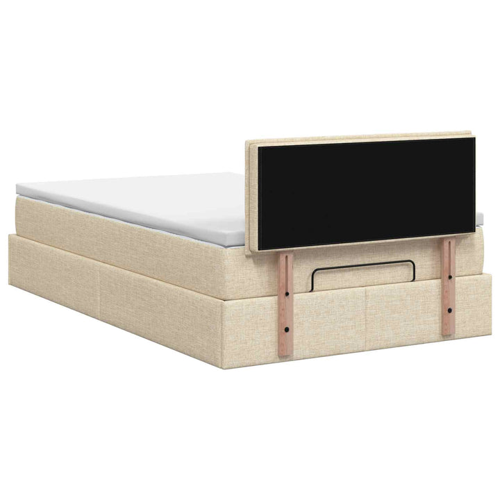 Ottoman seng med madras Cremefarvet 120 x 190 cm Stof
