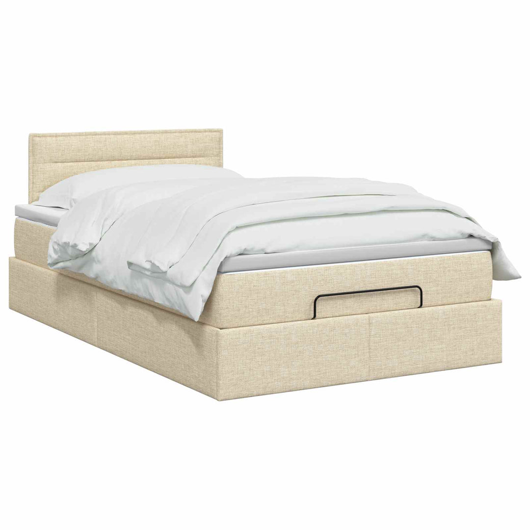 Ottoman seng med madras Cremefarvet 120 x 190 cm Stof