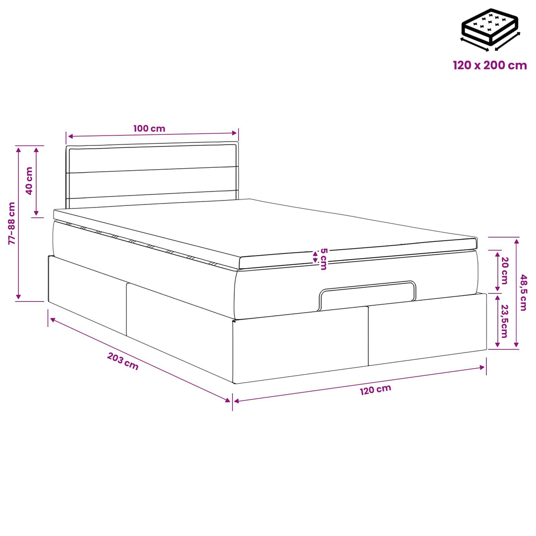 Ottoman seng med madras Cremefarvet 120 x 200 cm Stof