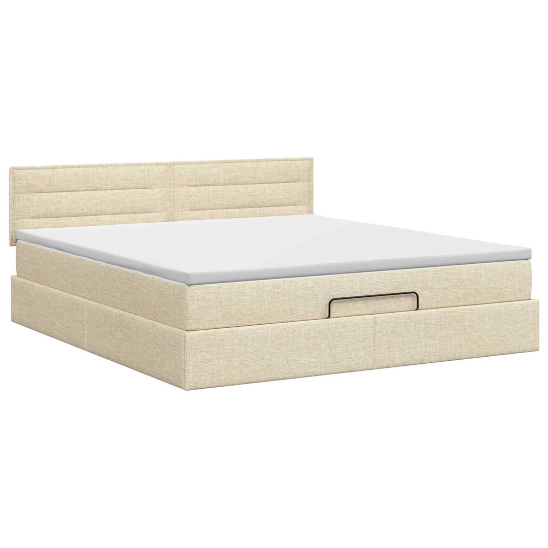 Ottoman seng med madras Cremefarvet 180 x 200 cm Stof