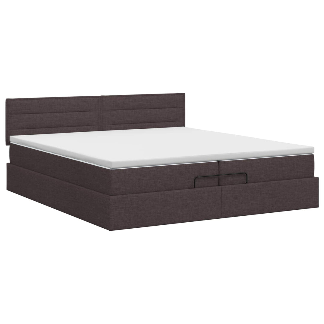 Ottoman seng med madras Mørk Brun 200 x 200 cm Stof