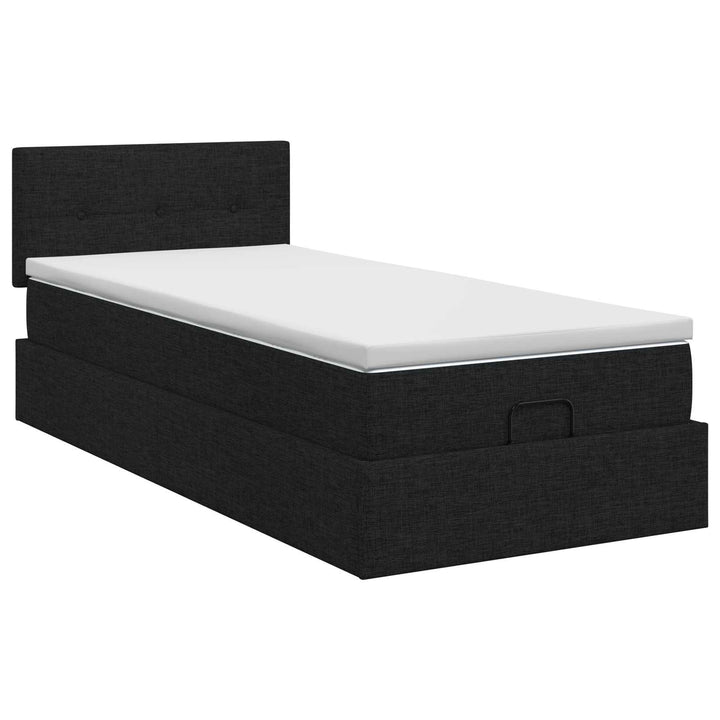 Ottoman seng med madras med hovedgærde Sort 90 x 190 cm Stof