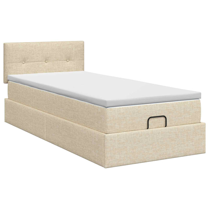 Ottoman seng med madras Cremefarvet 100 x 200 cm Stof