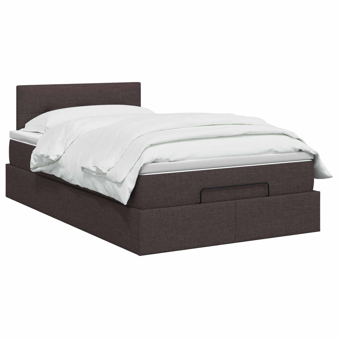 Ottoman seng med madras Mørk Brun 120 x 190 cm Stof