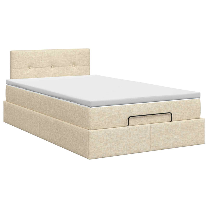 Ottoman seng med madras Cremefarvet 120 x 190 cm Stof