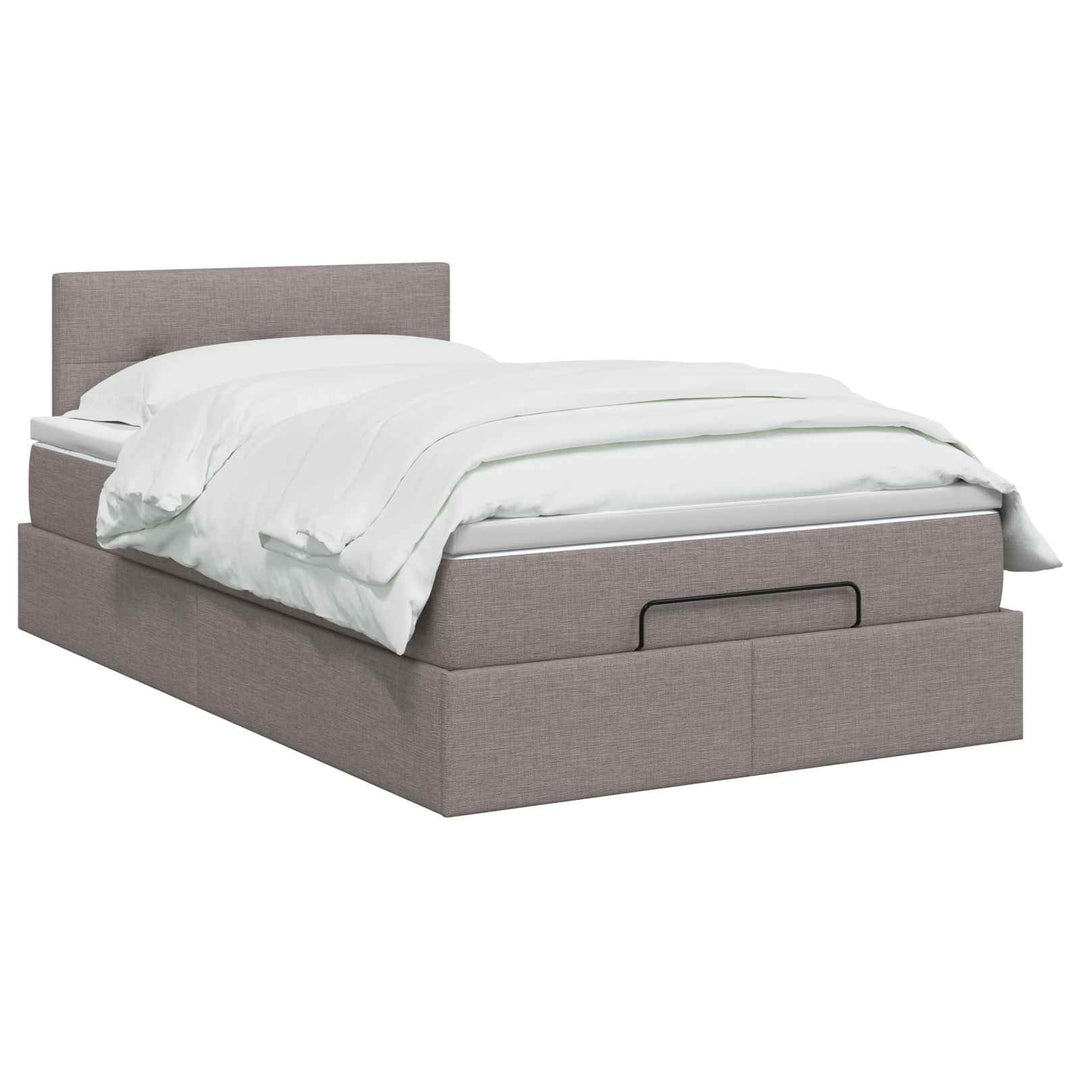 Ottoman seng med madras Gråbrun 120 x 200 cm Stof