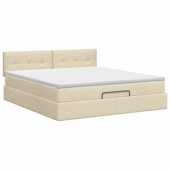 Ottoman seng med madras Cremefarvet 160 x 200 cm Stof