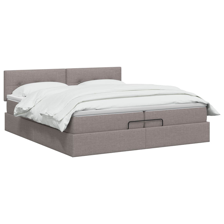 Ottoman seng med madras Gråbrun 200 x 200 cm Stof