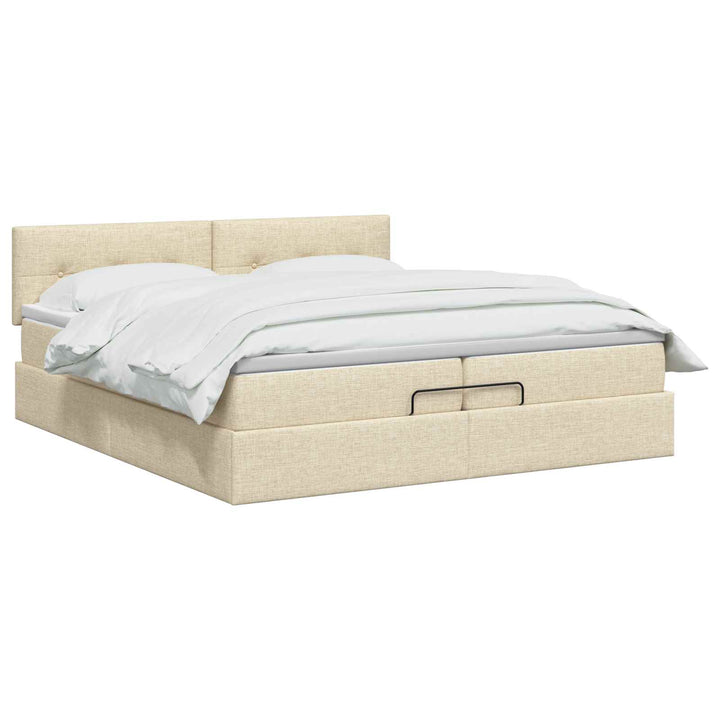 Ottoman seng med madras Cremefarvet 200 x 200 cm Stof